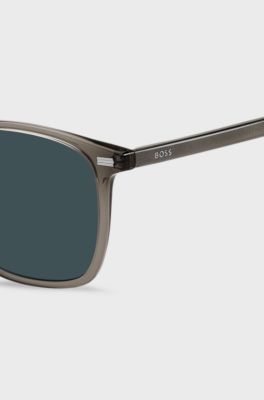 Braungraue Sonnenbrille mit Streifendetail, Hellbraun