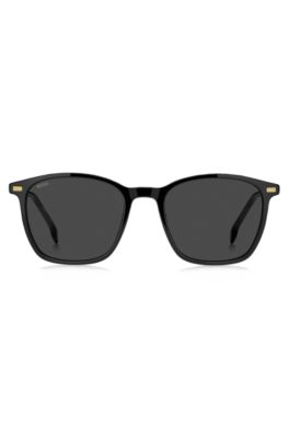 Black-acetate sunglasses with temple logo, Black