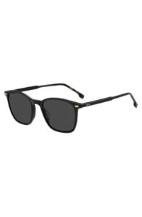 Black-acetate sunglasses with temple logo, Black