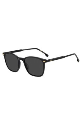 Black-acetate sunglasses with temple logo