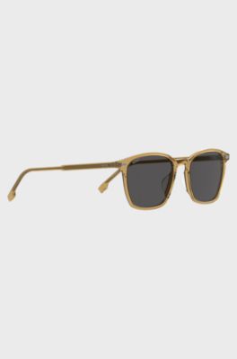 Transparent-beige sunglasses with grey lenses, Beige
