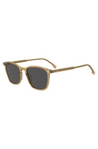 Transparent-beige sunglasses with grey lenses, Beige