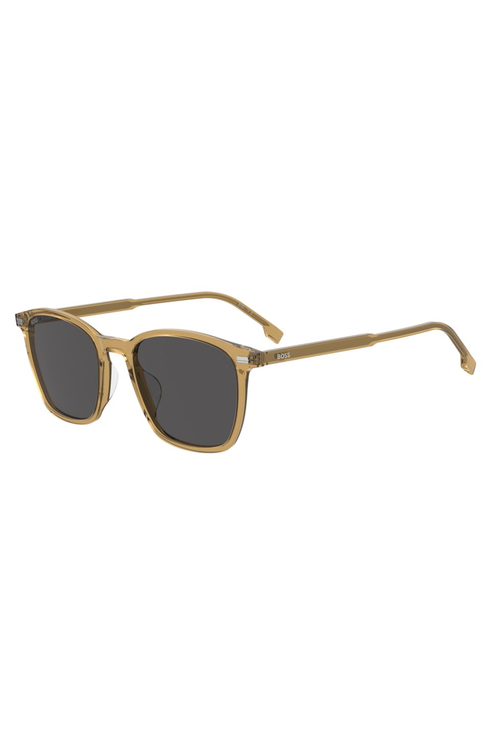 Transparent-beige sunglasses with grey lenses
