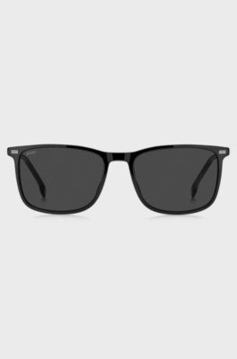 Black-acetate sunglasses with temple logo, Black