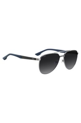 Double-bridge sunglasses with carbon-fibre temples, Dark Grey