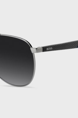 Double-bridge sunglasses with carbon-fibre temples, Dark Grey