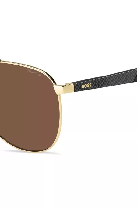 Gold-tone sunglasses with patterned temples