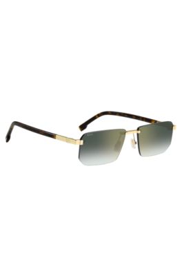 Rimless sunglasses with Double B monogram, Brown Patterned