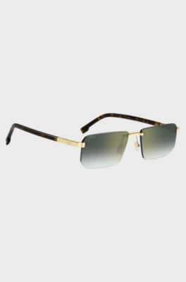 Rimless sunglasses with Double B monogram, Brown Patterned