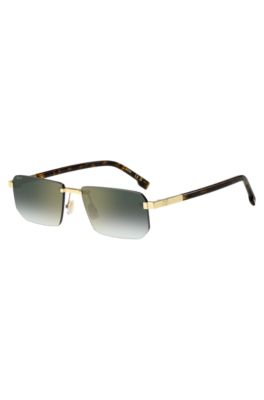 Rimless sunglasses with Double B monogram, Brown Patterned