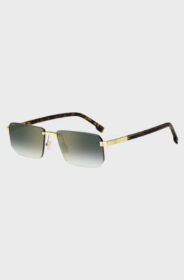 Rimless sunglasses with Double B monogram, Brown Patterned