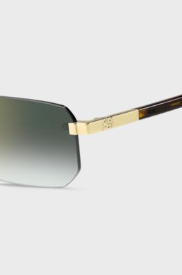 Rimless sunglasses with Double B monogram, Brown Patterned