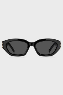Sonnenbrille aus schwarzem Acetat mit Double-B-Monogramm, Schwarz