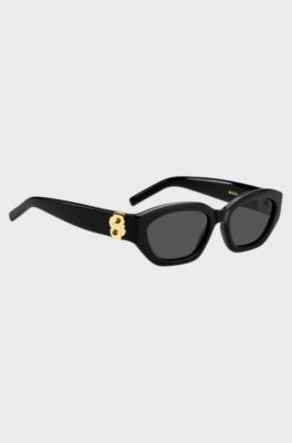 Zonnebril van zwart acetaat met Double B-monogram, Zwart