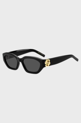 Zonnebril van zwart acetaat met Double B-monogram, Zwart