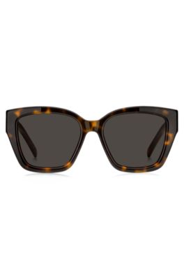 Havana-acetate sunglasses with Double B monogram, Brown Patterned