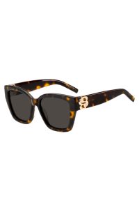 Havana-acetate sunglasses with Double B monogram, Brown Patterned