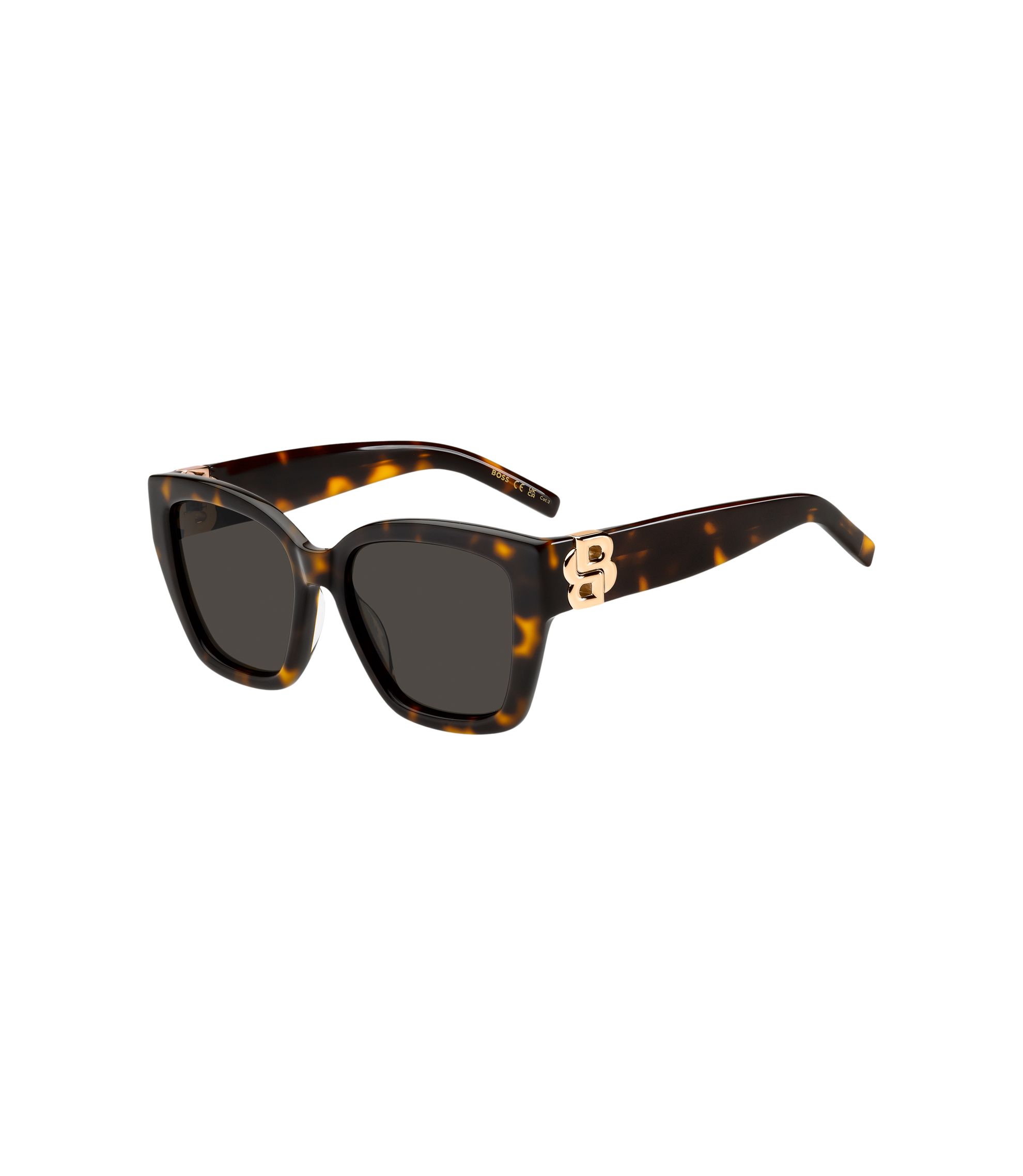 Sonnenbrille aus Acetat mit Havanna-Muster und Double-B-Monogramm