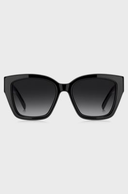 Sonnenbrille aus schwarzem Acetat mit Double-B-Monogramm, Schwarz