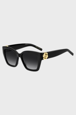 Solbriller i sort acetat med dobbelt B-monogram, Sort