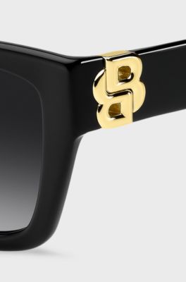 Solbriller i sort acetat med dobbelt B-monogram, Sort