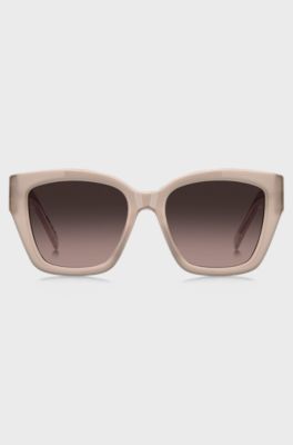 Nude-acetate sunglasses with Double B monogram, Light Beige