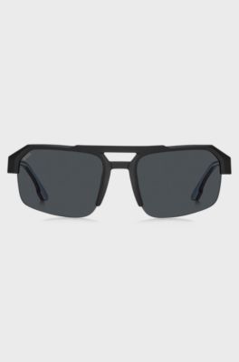 Black sunglasses with temple insert and logo, Black