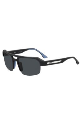 Black sunglasses with temple insert and logo, Black