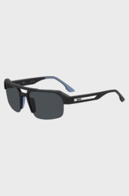 Black sunglasses with temple insert and logo, Black