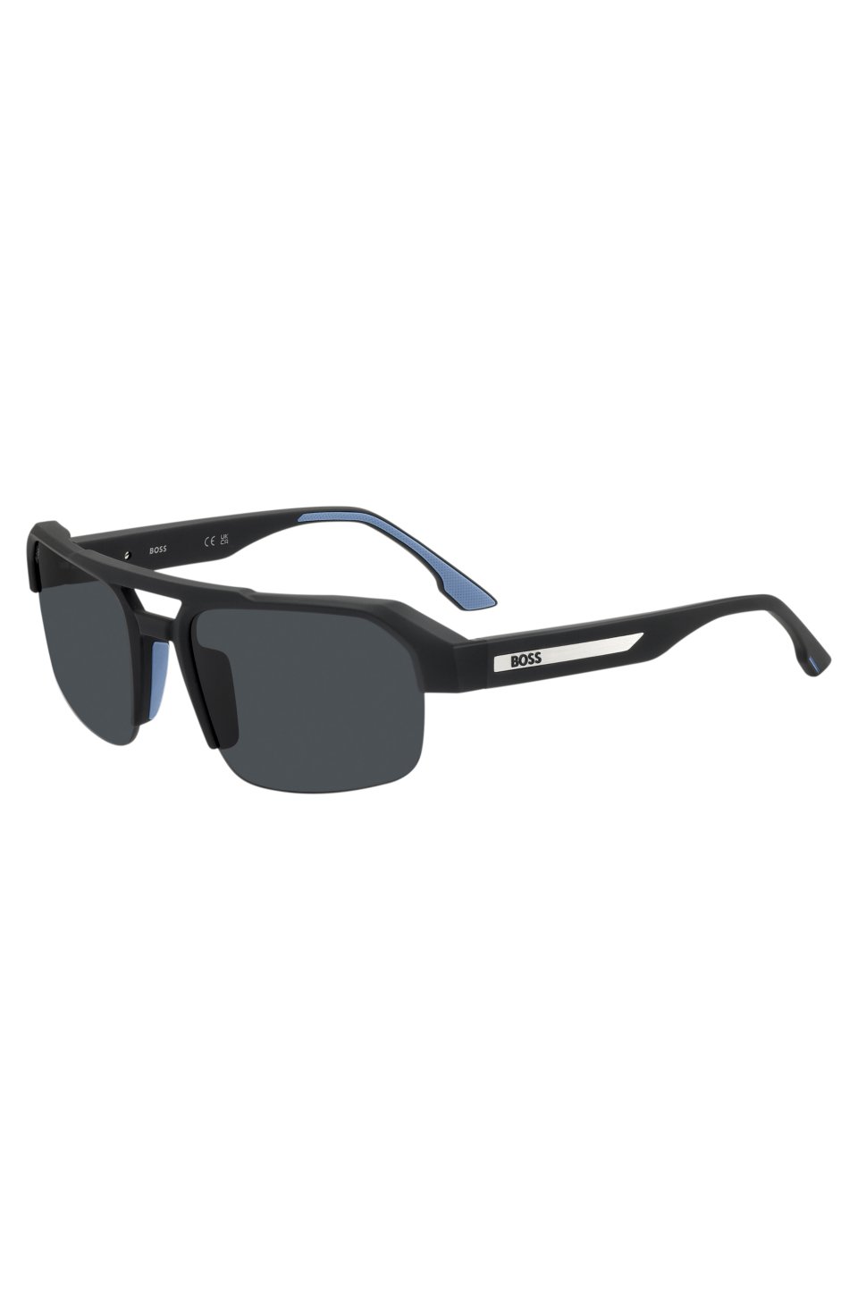 sunglasses with temple insert and logo