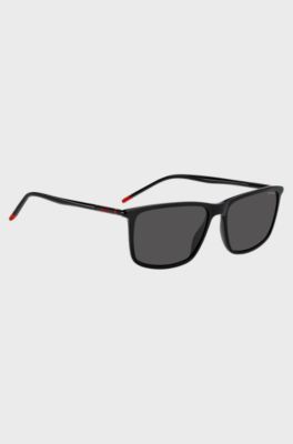 Occhiali da sole in acetato nero con aste tubolari, Assorted-Pre-Pack
