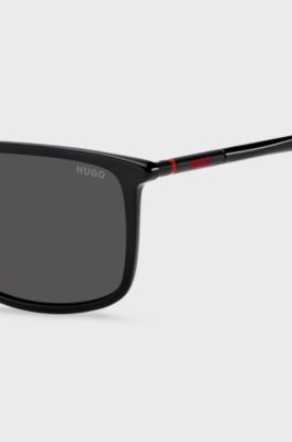 Occhiali da sole in acetato nero con aste tubolari, Assorted-Pre-Pack