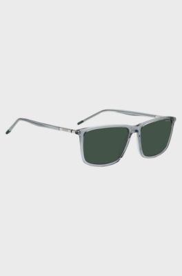 Lunettes de soleil en ac&eacute;tate transparent avec branches tubulaires, Gris chin&eacute;