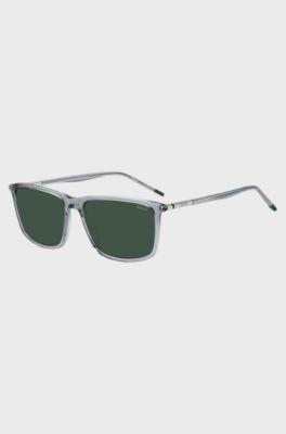 Lunettes de soleil en ac&eacute;tate transparent avec branches tubulaires, Gris chin&eacute;