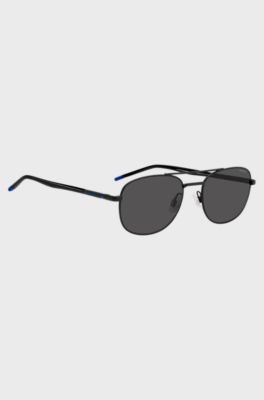 Black sunglasses with blue details, Black