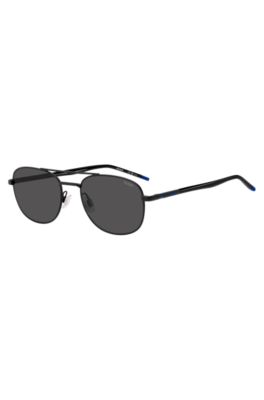 Black sunglasses with blue details, Black