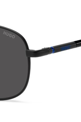 Black sunglasses with blue details, Black
