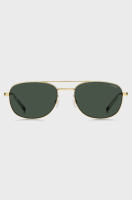 Gold-tone sunglasses with green trims, Assorted-Pre-Pack