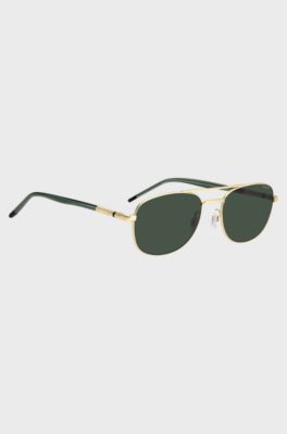 Gold-tone sunglasses with green trims, Assorted-Pre-Pack