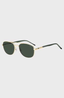 Gold-tone sunglasses with green trims, Assorted-Pre-Pack