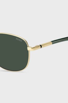 Gold-tone sunglasses with green trims, Assorted-Pre-Pack