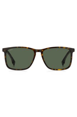 Havana-acetate sunglasses with rubber temples, Brown