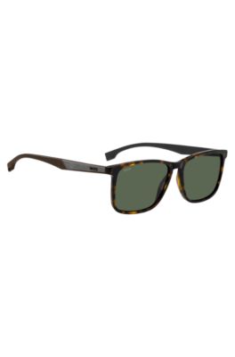 Havana-acetate sunglasses with rubber temples, Brown