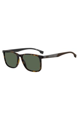 Havana-acetate sunglasses with rubber temples, Brown