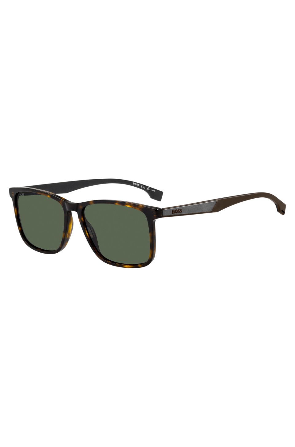 Havana-acetate sunglasses with rubber temples