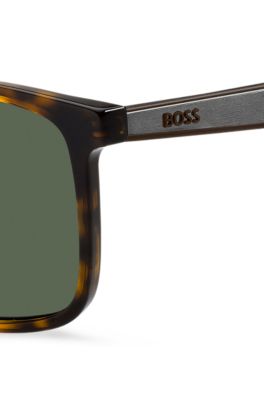 Havana-acetate sunglasses with rubber temples, Brown