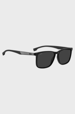 Black sunglasses with metallic temple inserts, Assorted-Pre-Pack