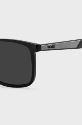 Black sunglasses with metallic temple inserts, Assorted-Pre-Pack