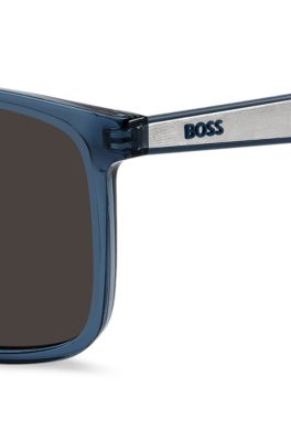 Blue-acetate sunglasses with rubber temples, Blue