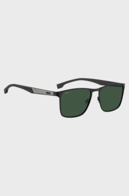 Schwarze Sonnenbrille mit gummierten B&uuml;geln, Schwarz